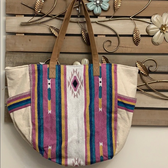 Woven beach tote bag - Picture 2 of 5